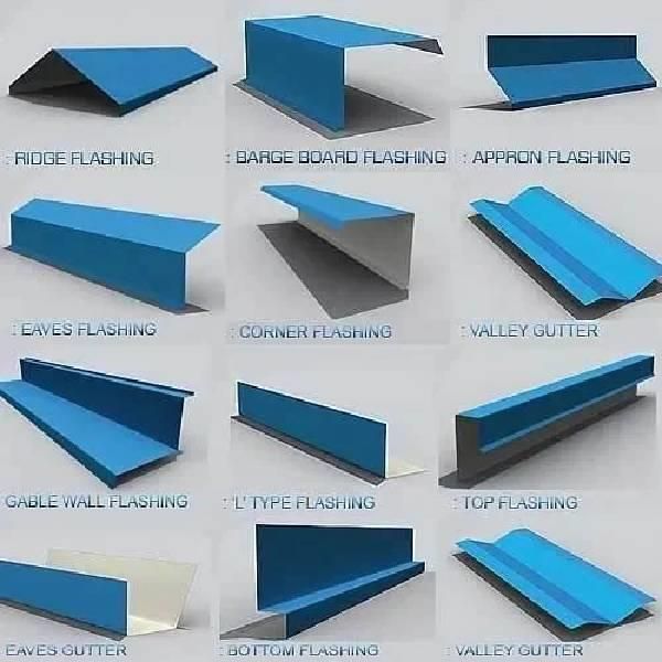Reference chart of flashing and roofing accessory types
